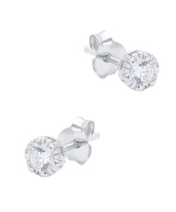 Beautiful Round Shaped CZ Silver Stud Earring STS-6498